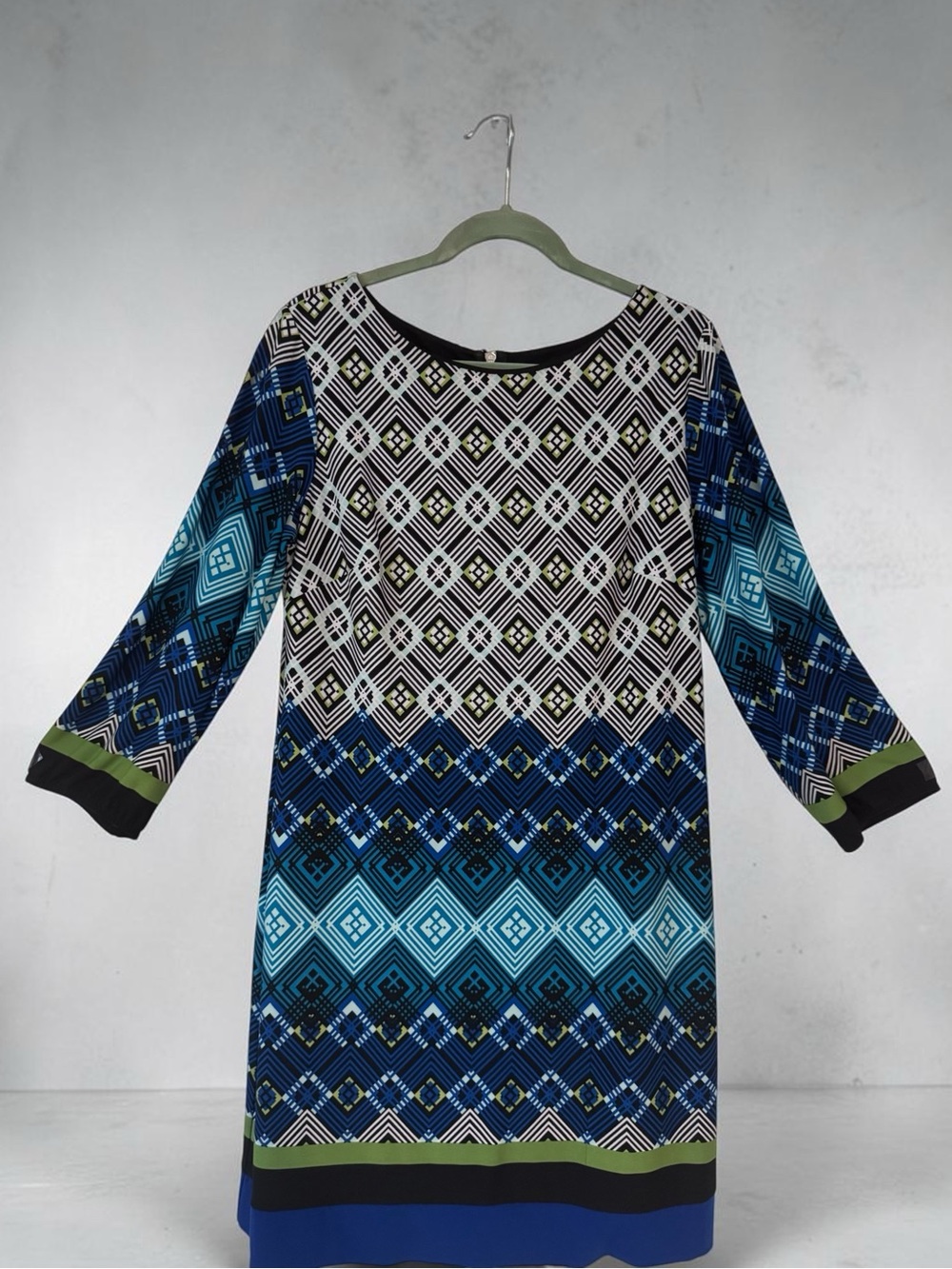 Donna Ricco New York Blue Geometric Shift Dress Size 12